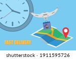 fast drone delivery sushi in a... | Shutterstock .eps vector #1911595726