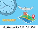 fast drone delivery boxes ... | Shutterstock .eps vector #1911596350