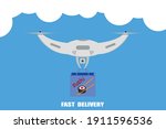 fast drone delivery sushi in a... | Shutterstock .eps vector #1911596536
