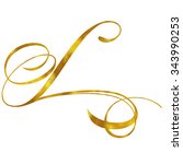 monogram l gold faux foil... | Shutterstock . vector #343990253
