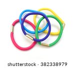 Colorful hair bands on white background 