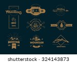 hand drawn logo set. retro... | Shutterstock .eps vector #324143873