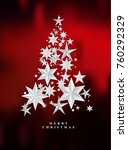 christmas red starry background.... | Shutterstock .eps vector #760292329