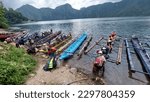 Small photo of Lake Holon, Tboli, South Cotabato, April 29, 2023 - The boat ride at Lake Holon going to the camp site.