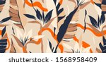 modern exotic jungle plants... | Shutterstock .eps vector #1568958409