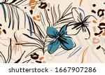 trendy contemporary floral... | Shutterstock .eps vector #1667907286