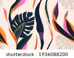 modern exotic jungle plants... | Shutterstock .eps vector #1936088200