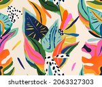 modern exotic floral jungle... | Shutterstock .eps vector #2063327303