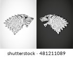 angry  growling wolf  the black ... | Shutterstock .eps vector #481211089