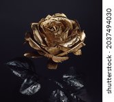 Close Up Of Golden Rose With...
