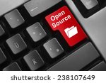 dark grey keyboard red button open source