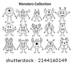 vector set of  cute monsters.... | Shutterstock .eps vector #2144160149