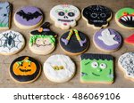 halloween homemade gingerbread... | Shutterstock . vector #486069106