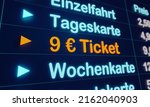 9 Euro Ticket. Symbolic Graphic ...