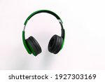 Green headphone isolate on...