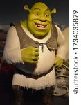 Small photo of ORLANDO, FL – NOV 24: Shrek and Fiona at Madame Tussauds Wax Museum in Orlando, Florida, on Nov 24, 2019. It displays waxworks of historical figures, film and TV characters and sports personalities.