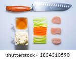 mise en place restaurant sauces | Shutterstock . vector #1834310590