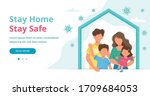 stay home concept. family... | Shutterstock .eps vector #1709684053