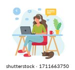 home office concept  woman... | Shutterstock . vector #1711663750