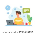 home office concept  man... | Shutterstock . vector #1711663753
