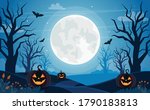 halloween background with full... | Shutterstock .eps vector #1790183813