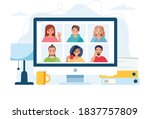computer with group of people... | Shutterstock .eps vector #1837757809
