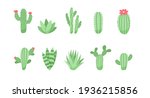 Set Of Cute Cactus And...