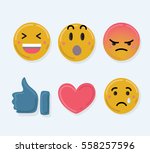 set of cute smiley emoticons ... | Shutterstock .eps vector #558257596