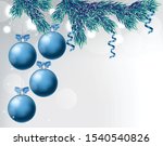blue baubles with ribbon and... | Shutterstock .eps vector #1540540826