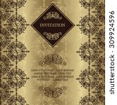 golden invitation card with... | Shutterstock .eps vector #309924596