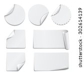 set of white paper stickers on... | Shutterstock . vector #302614139
