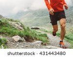 Man trail running in the mountain