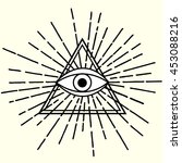 all seeing eye in triangle... | Shutterstock .eps vector #453088216