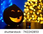 close up of a halloween pumpkin ... | Shutterstock . vector #742242853