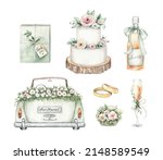 Watercolor Wedding Clipart Set. ...