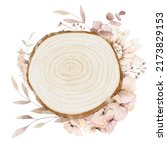 Wood Slice With Floral...