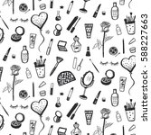 hand drawn beauty and cosmetics ... | Shutterstock .eps vector #588227663