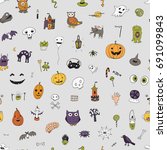 icons and halloween objects... | Shutterstock .eps vector #691099843