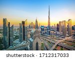 Dubai - modern and luxury city skyline at sunrise, United Arab Emirates