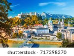 Beautiful view on Salzburg skyline with Festung Hohensalzburg in the summer, Salzburg, Austria
