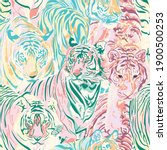 animal tigers art pastel color... | Shutterstock .eps vector #1900500253