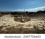 Small photo of Prusias ad Hypium antique city in Duzce, Turkey. A part of ancient amphi theatre was discovered by archaeologists. Antique town was built by Byzantine Roman Empire in Black Sea Region