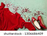 top view to valentines day... | Shutterstock . vector #1306686409