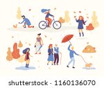 people in the autumn park... | Shutterstock .eps vector #1160136070