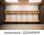 Wood locker room of a stadium