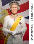Small photo of Bangkok,Thailand - November 1,2019 : Queen Elizabeth II wax figure display at Madame Tussauds Museum,Siam Discovery in Bangkok Thailand.