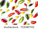 colorful peppers and cherry... | Shutterstock . vector #723389743