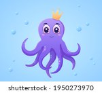 vector cute purple octopus with ... | Shutterstock .eps vector #1950273970