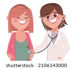 woman pregnancy see the doctor... | Shutterstock .eps vector #2106143000