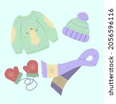 collection of winter clothes.... | Shutterstock .eps vector #2056596116